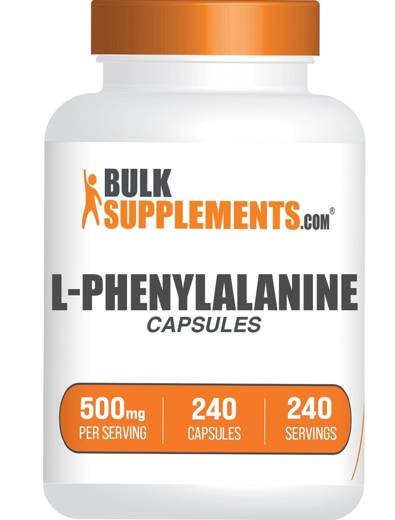 BulkSupplements.com L-Phenylalanin Kapseln - Phenylalanin Ergänzung, L-Phenylalanin 500mg - Glutenfrei, 1 Kapsel pro Servierung, 240 Kapseln (Pack von 1)