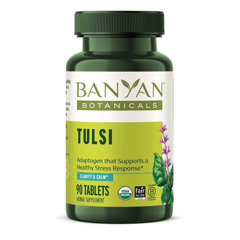 Banyan Botanicals Tulsi (Holy Basil) – Uplifting Adaptogen – Organic Lung and Respiratory Health Supplement* – 90 Tabletten – Non-GMO Sustainable Sourced Vegan