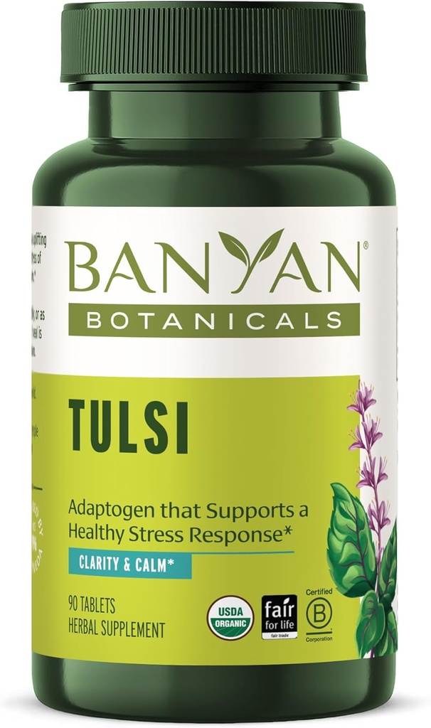 Banyan Botanicals Tulsi (Holy Basil) – Uplifting Adaptogen – Organic Lung and Respiratory Health Supplement* – 90 Tabletten – Non-GMO Sustainable Sourced Vegan