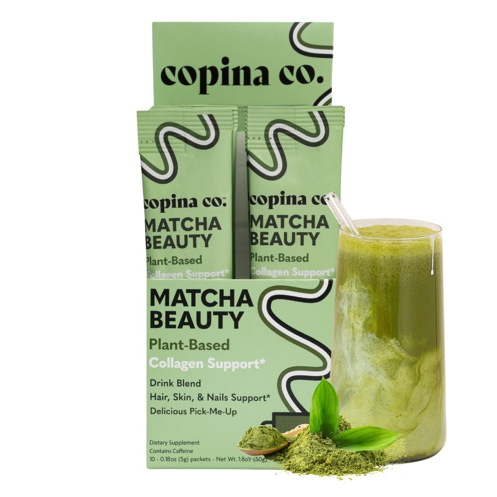 Copina Co. Matcha Beauté Vegan Collagen Booster Drink Blend: Plant Based Collagen Support Smoothie Drink Vegan Blend Variety Pack de Matcha Flavor