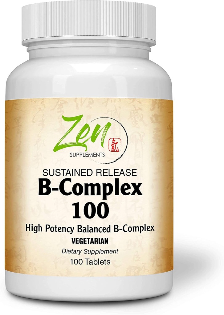 Vollständige B-Komplexe Vitamin-Ergänzung - B Vitamin-Ergänzungs-Komplex mit Folsäure, Biotin, Inositol - für Immun- & Cardio-Gesundheit, Energie-Mebolismus - 100 Sustained-Release Tabletten