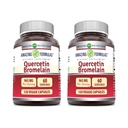 Formules étonnantes Quercetin 800mg avec Bromelain 165mg, 120 Capsules de Veggie Supplément (Pack de 2) - Non-OGM - Sans gluten - Soutient la santé globale et bien-être