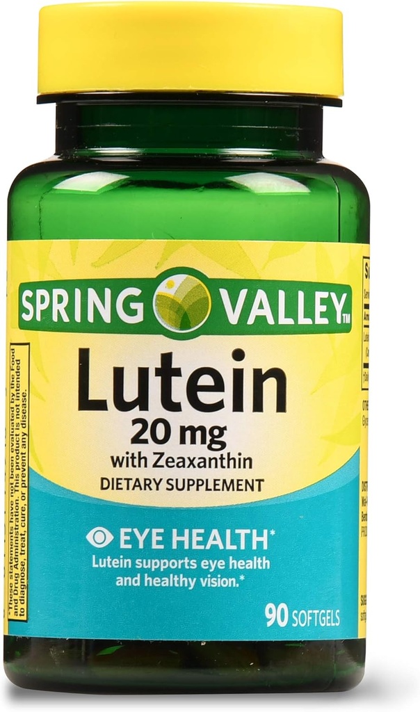 Spring Valley Lutein mit Zeaxanthin Nahrungsergänzung, 20 mg, 90 Graf