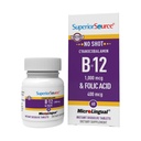 Überlegene Quelle Kein Schuß Vitamin B-12 Cyanocobalamin 1000 mcg & Folsäure 400 mcg - Angebote Energie, Herz, Gehirn, & Stress-Unterstützung - 60 Sublingual Dissolving Tablets