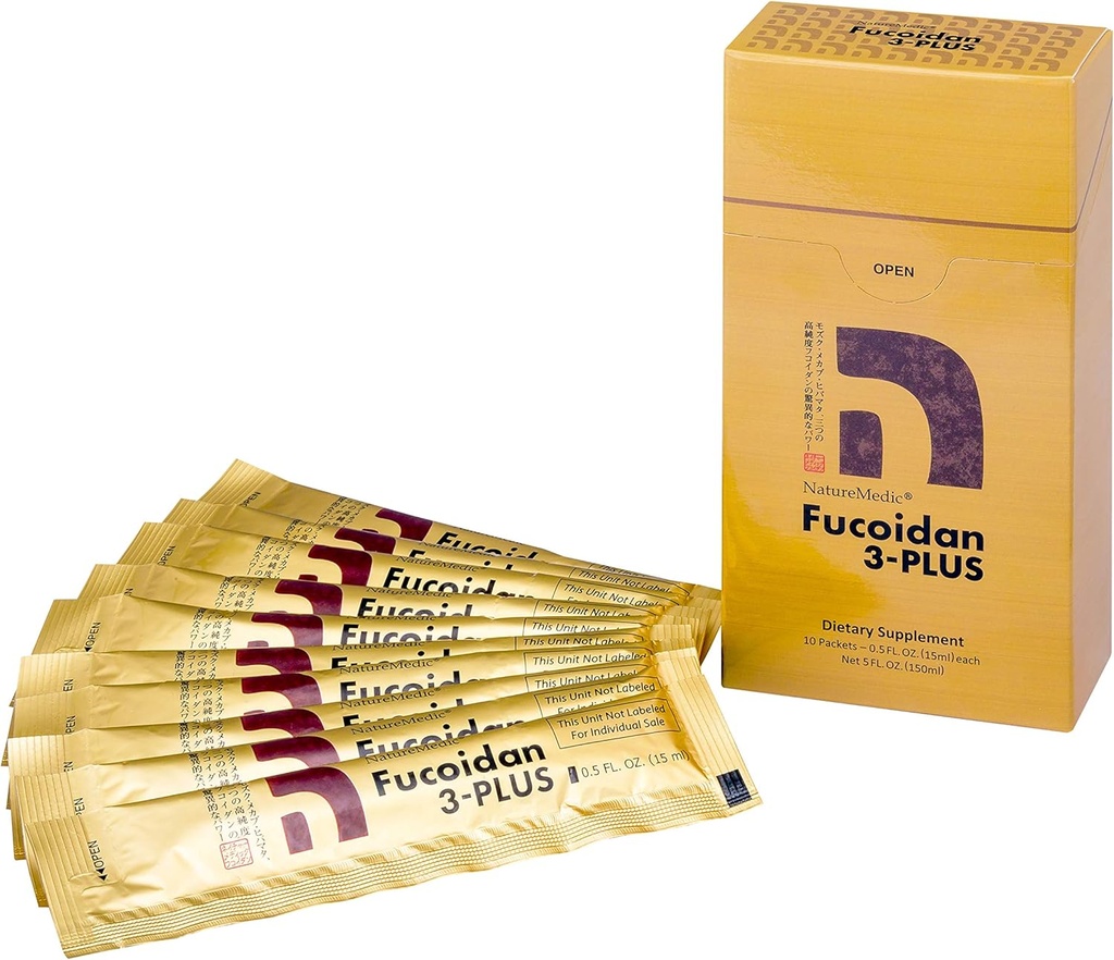 Fucoidan 3-Plus Brown Seaweed Immunity Supplement mit drei Arten von hoher Reinheit Fucoidan Organic Mekabu Fucus Mozuku Agaricus 10 Konzentrierte Flüssigpackungen Made in Japan