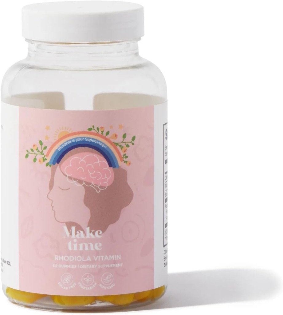 MAKE TIME Damen Rhodiola Gummie für Gehirngesundheit und Stress | Maltitol Lösung, Isomalt, Pektin, Citronensäure, Natriumcitrat, pflanzliches Öl, Carnauba Wachs (30 Portionen)