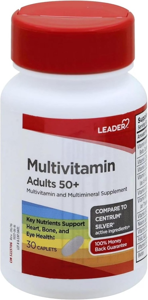 Leader Multivitamine Adulte 50+ Caplets 30 ct Pack de 1