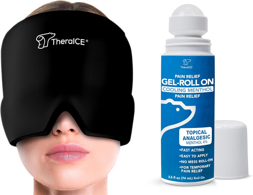 TheraICE Cap de soulagement de la migraine et TheraICE Pain Relief Roll On
