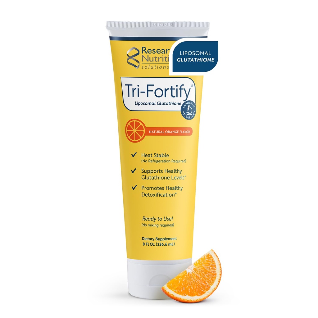 Geforschte Nutritonale Tri-Fortify Liposomal Glutathion Ergänzung Flüssiges Gel - Klinisch Geforschte Detox & Immunsystem Unterstützung, Antioxidans - Überlegene Absorption - Natürliche Orange, 8 Fl Oz
