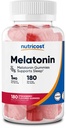 Nutricost Melatonine 1mg, 180 gommies, Aromatisés aux fraises - Sans gluten, sans OGM, sans sirop de maïs