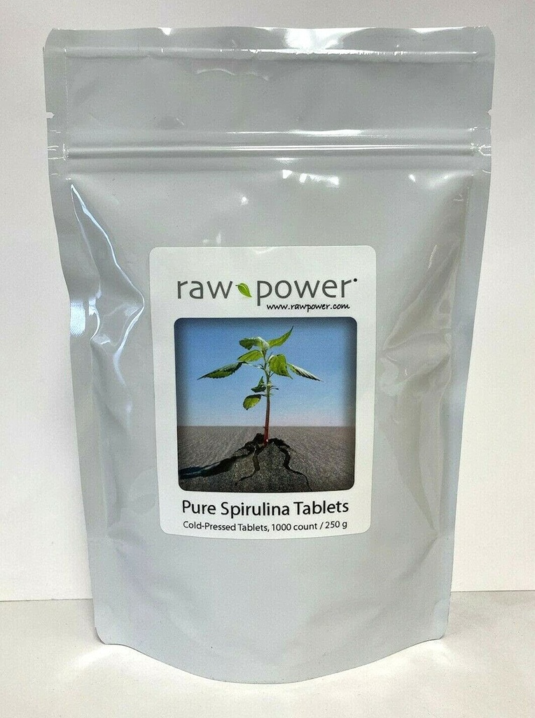Comprimés de spiruline, 1000 comtes, 250 mg chacun, (250 grammes / 8,8 oz) 100% Pure, cru, biologique, pressé à froid