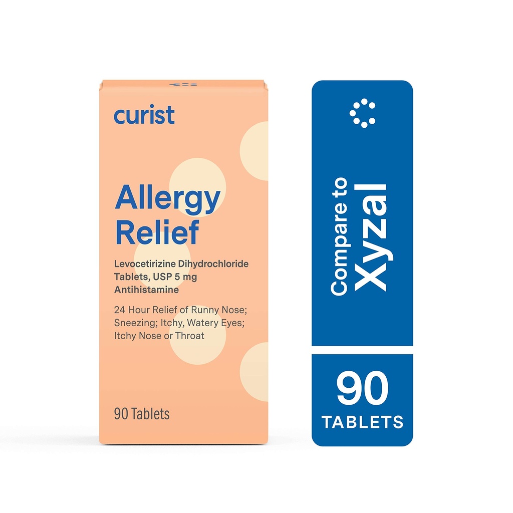Curist - Generisches Xyzal Levocetirizine 5 mg - (90 Tabletten) - Allergy Pillen, 24 Stunden Allergy Relief - Allergiemedizin