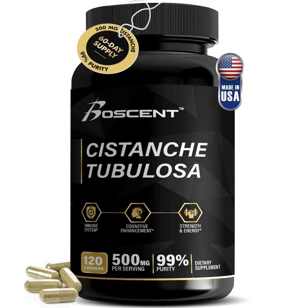 Premium Cistanche Tubulosa Extract 500mg (120 capsules) - 50% Echinacosides,10% Actéosides - Nootropic naturel pour l'endurance, l'immunité et la mémoire - Pas de remplissage, équilibre hormonal - Strength Booster pour les hommes