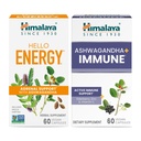 Himalaya Hello Energy mit Ashwagandha für Adrenal Support & Tägliche Energie und & Ashwagandha +Immune mit Vitamin C für aktive Immununterstützung, jeweils 60 Kapseln - Bundle