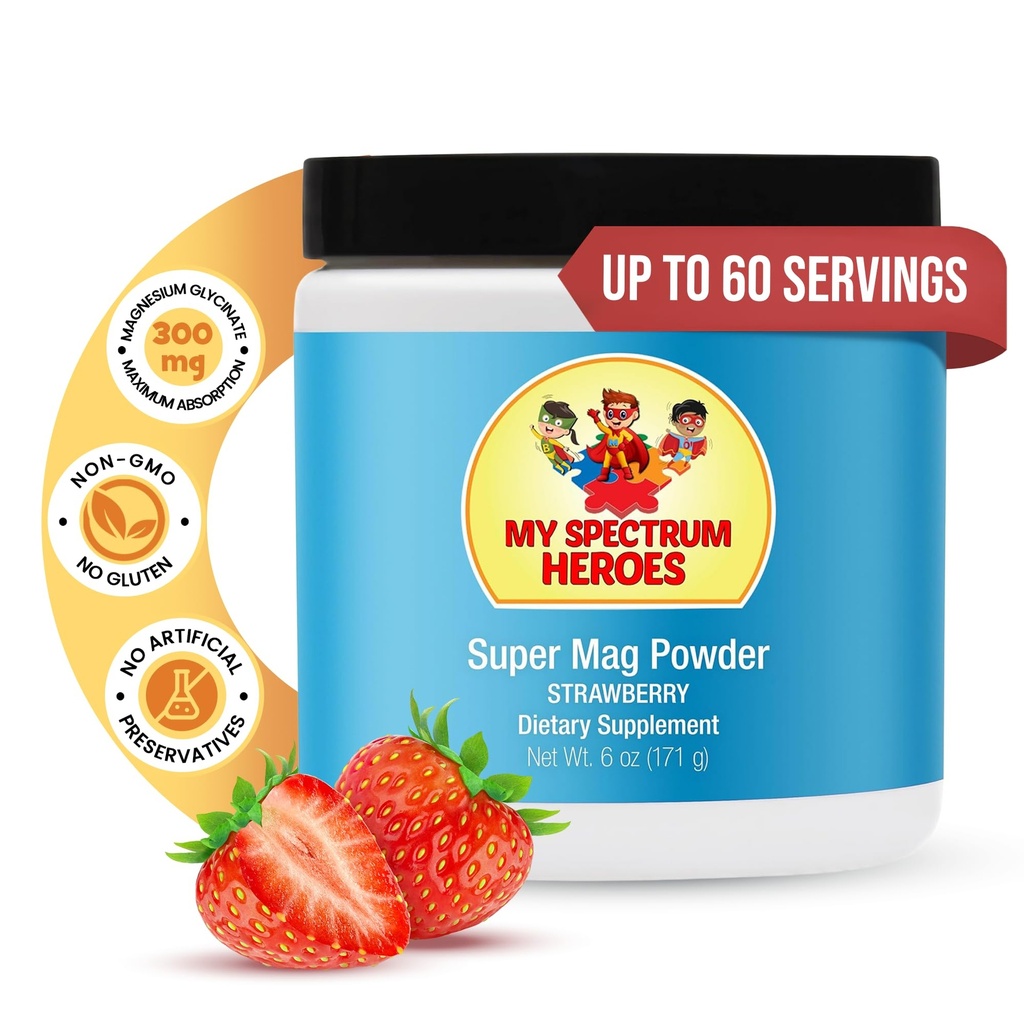My Spectrum Heroes Calm Magnesium Powder - Gentle Magnesium Glycinate Drink Mix pour la relaxation, le soutien du sommeil, la santé digestive et le stress - Vegan, sans gluten, 6oz (171g)
