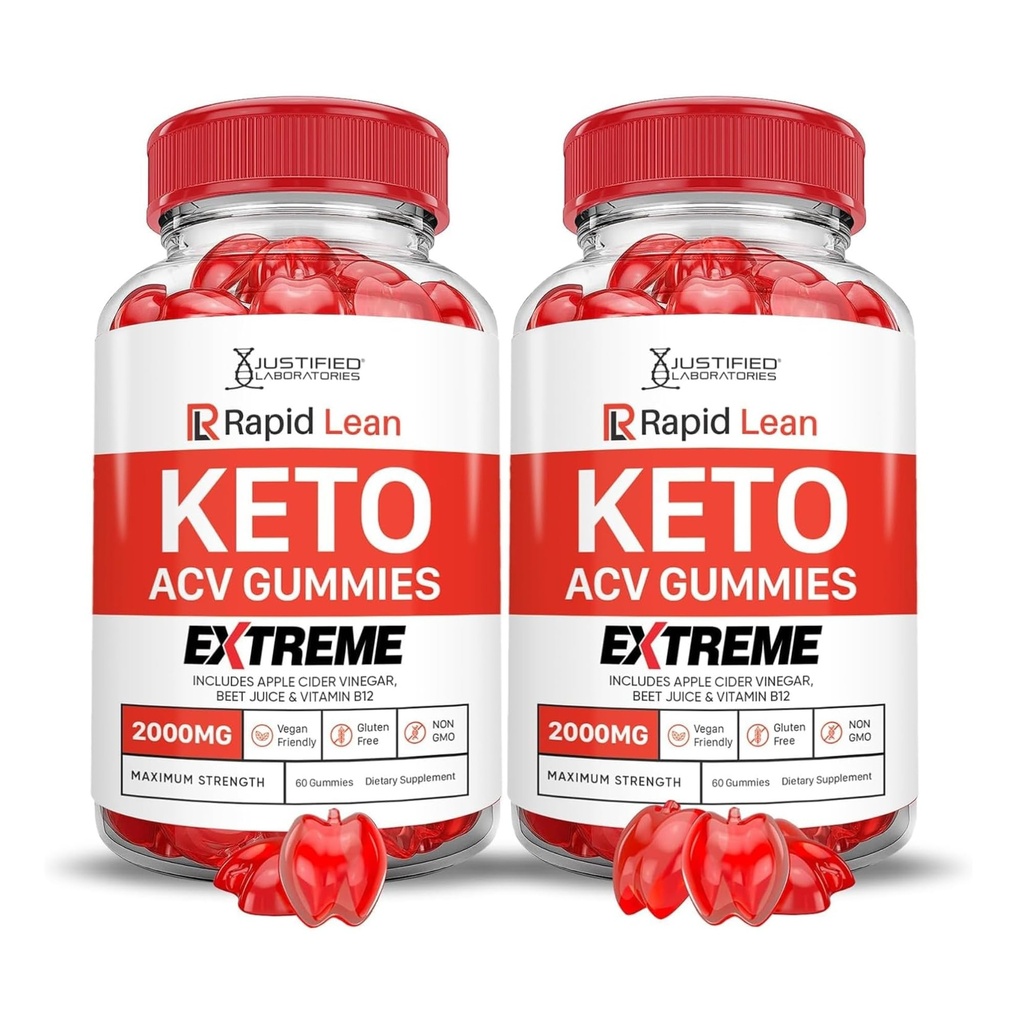 Laboratoires justifiés (2 Pack Rapid Lean Keto ACV Gummies Extreme 2000MG Rapid Lean Keto Gummies vinaigre de cidre de pomme formulé avec le jus de betterave de grenade en poudre B12 Vegan Non OGM 120 Gummys