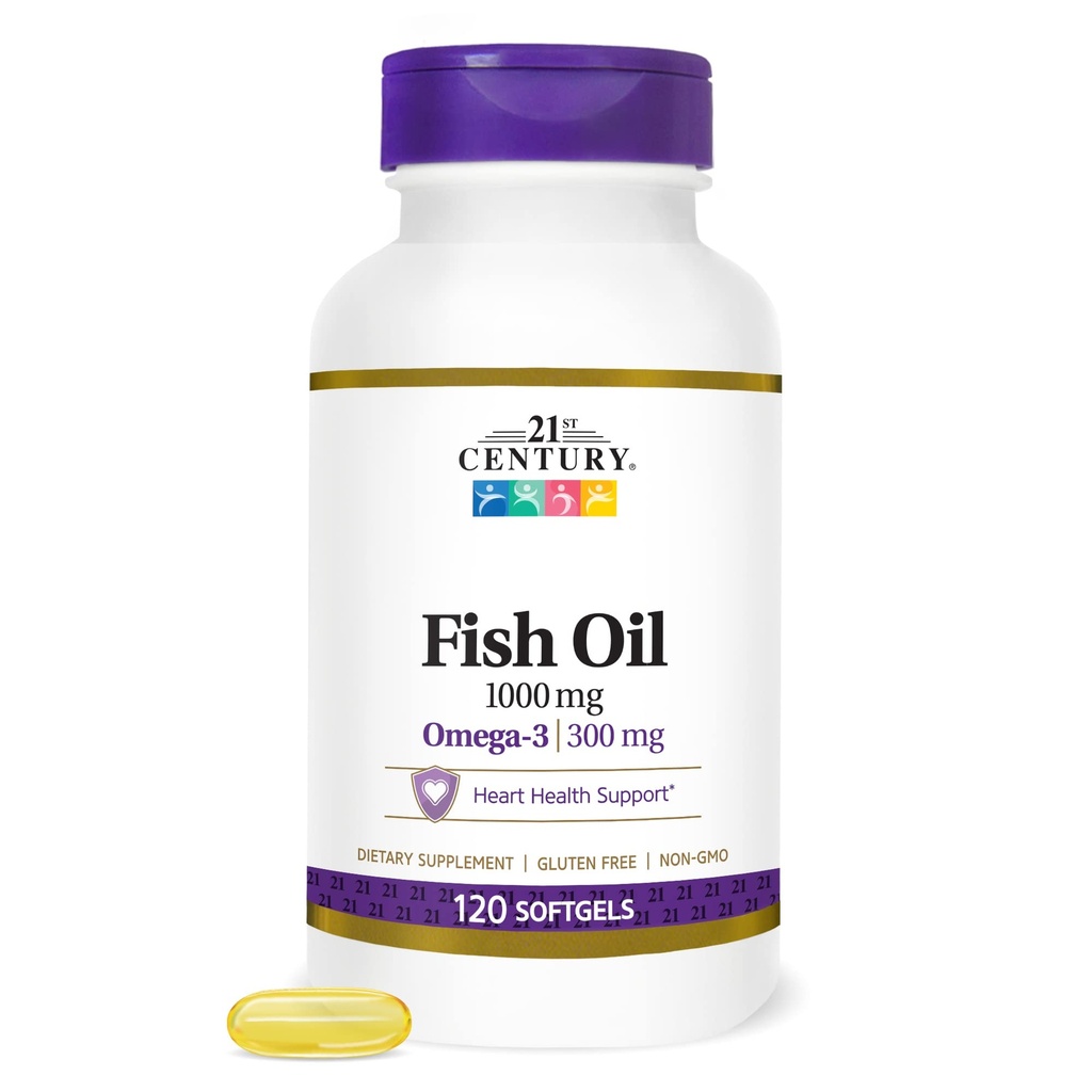 21e siècle Huile de poisson 1000 mg Softgels, 120 Compte