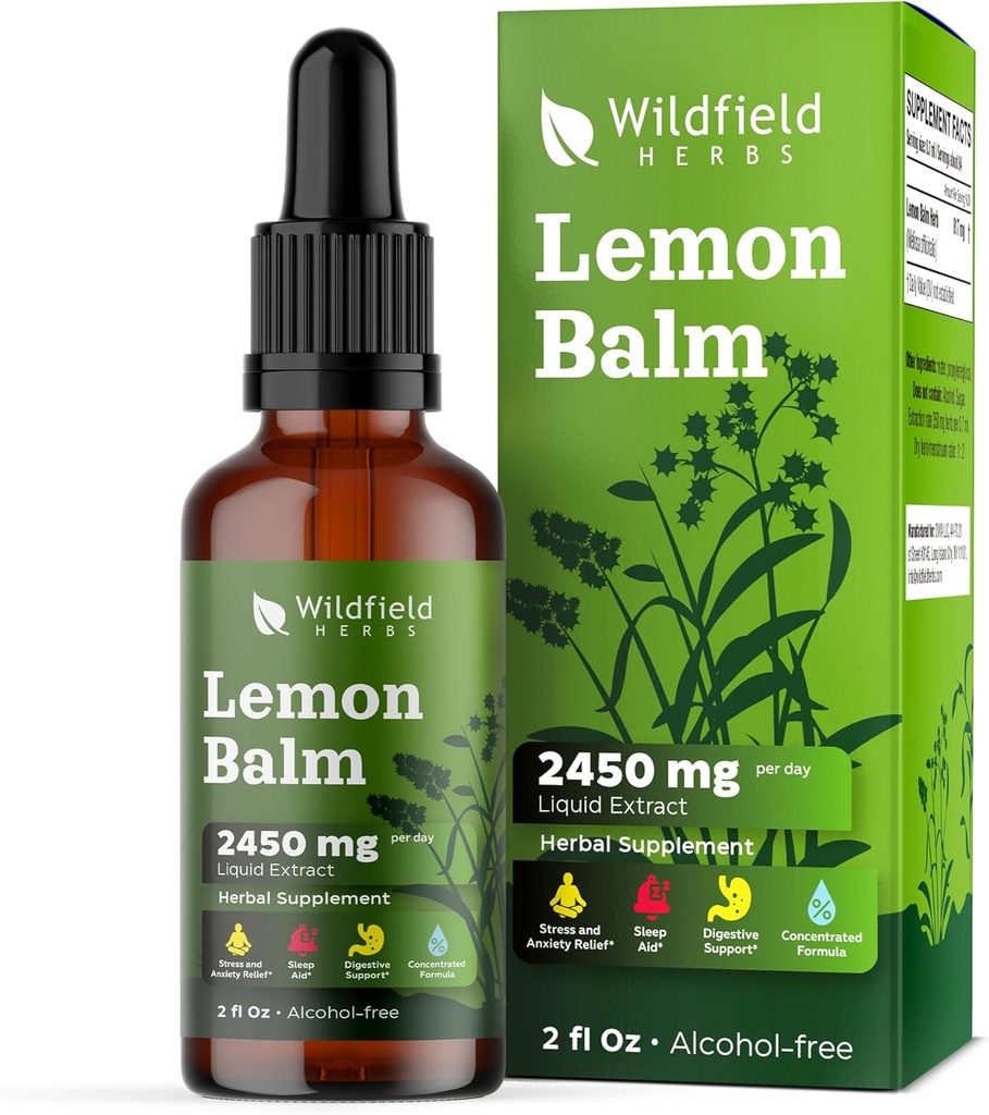 2 Zitronen Balsam Extrakt Tropfen Flüssigkeit 2000mg (Melissa officinalis) Kräuterergänzung absorbiert besser als Kapseln, 2 Monate Versorgung, 84 Servierungen, Alkoholfreie Tinktur - 2 Oz, Paket von 2