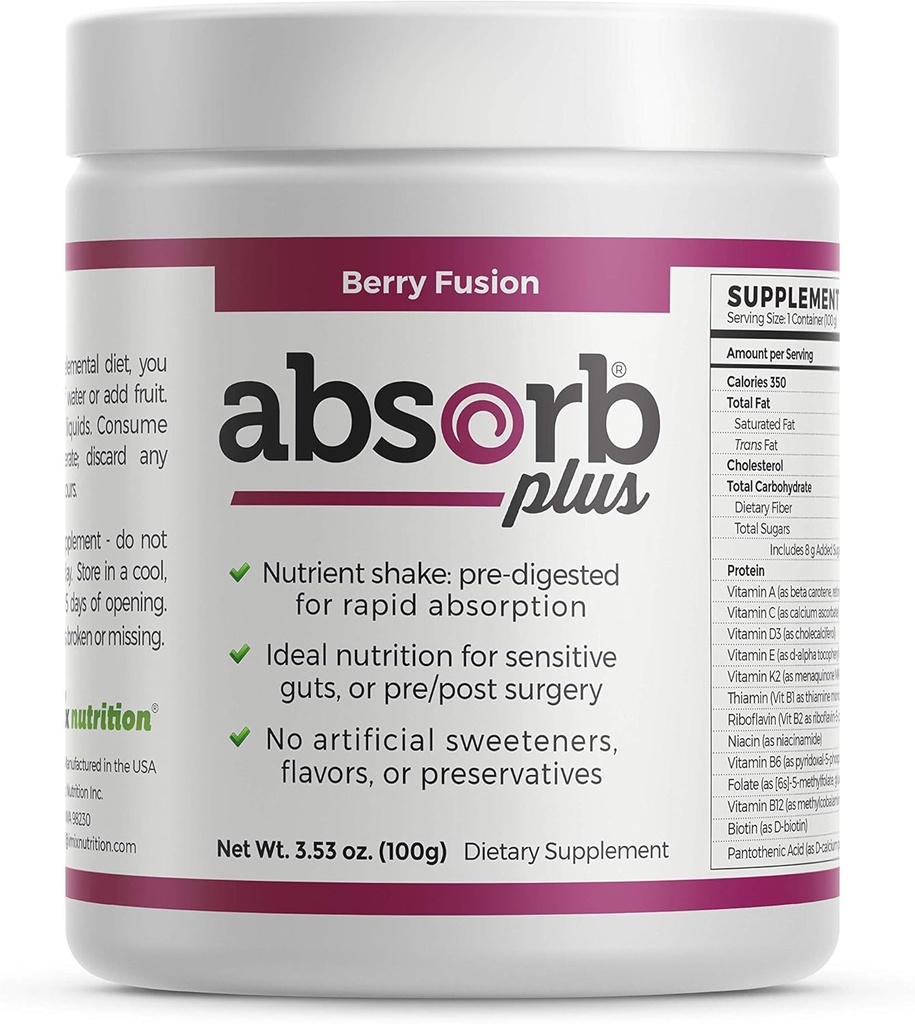 Protéines isolates - Supplément diététique pour une meilleure santé des intestins, soutien nutritionnel supplémentaire, sans OGM, sans gluten, sans lactose, sans caséine (100 g, fusion des baies)