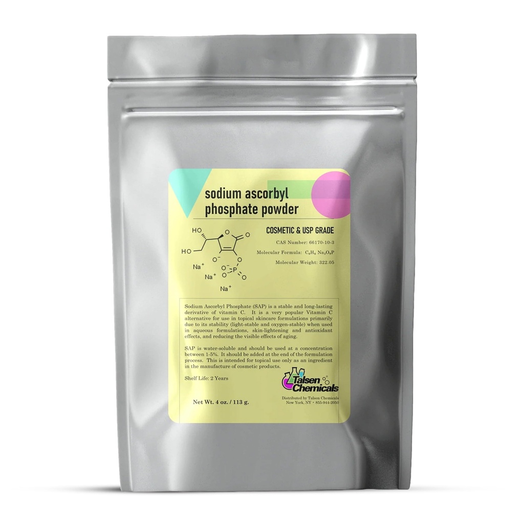 Natrium Ascorbyl Phosphat SAP Powder – Stabiles Vitamin C Derivatives, Antioxidans für DIY Hautpflege (4 Unze / 113g)