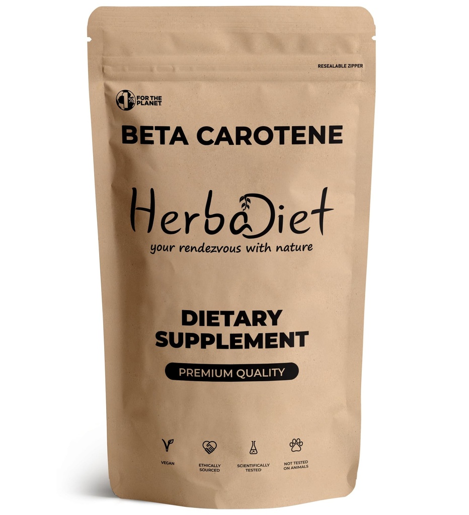 Beta Caroten 10% Vitamin A 25000 IU Pulver | Immunsystem Unterstützung, Antioxidante Ergänzung | Cartenoide für gesunde Vision, Augen & Haut | 100% natürliche Betacaroten (1.76 oz - 50 Gramm)