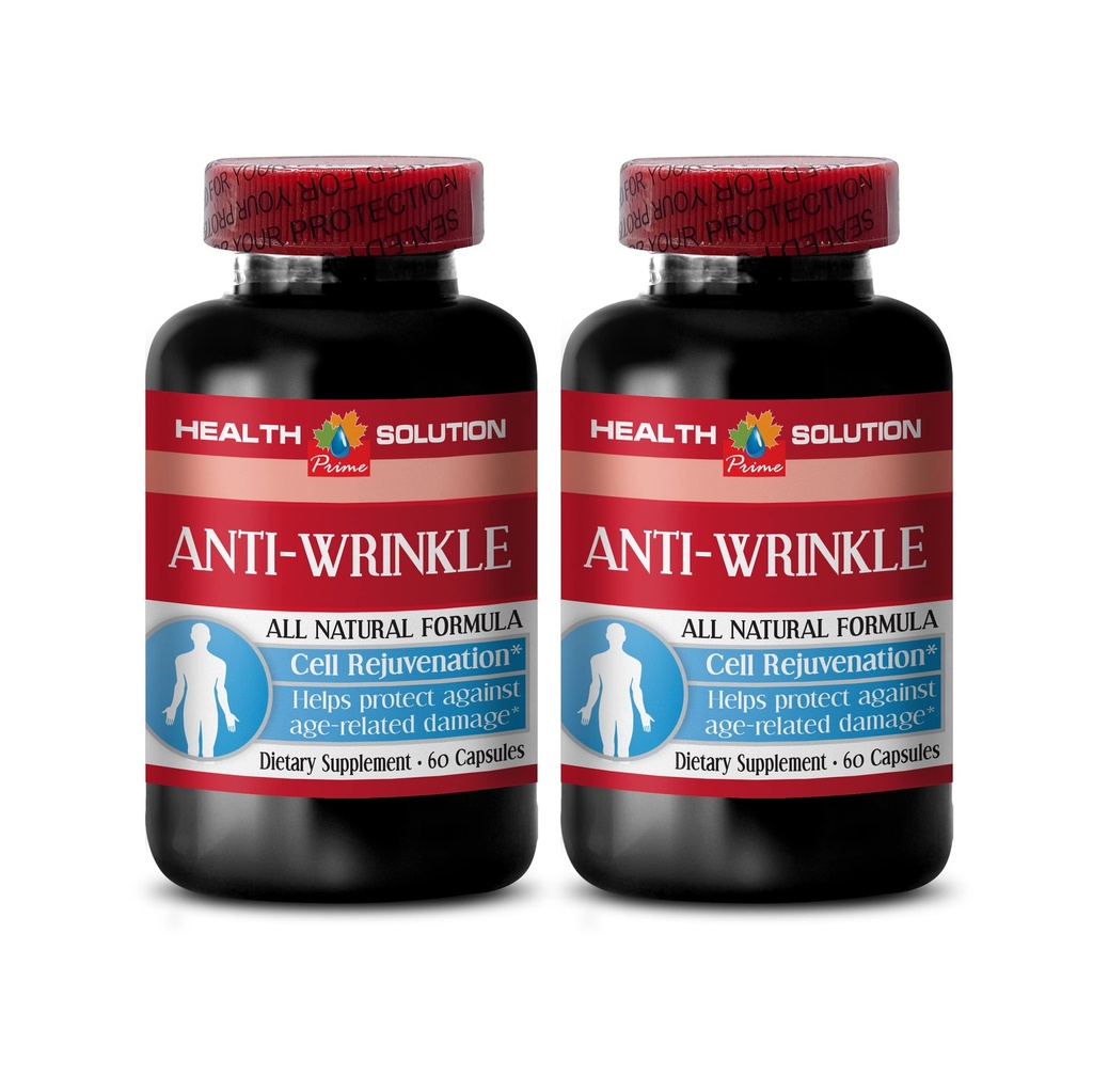 capsules anti rides pour visage - ANTI-WRINKLE COMPLEX - Minéraux de la peau, Supplément anti-âge, Vitamine E collagène, sérum anti rides, acide alpha lipoïque, pilules anti rides pour les femmes, 2 Bot 120 Caps