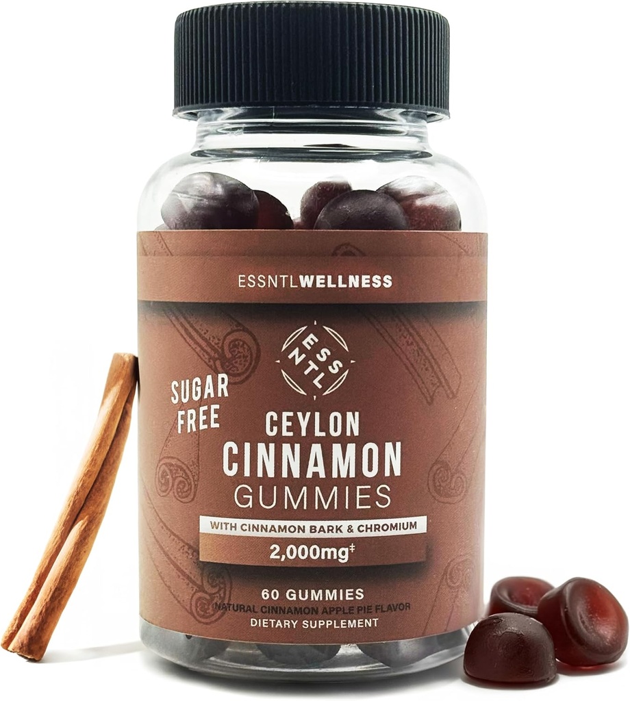 Ceylon Cinnamon Sugar-Free Gummis - 120ct | 2000mg Pro Serving | Antioxidant & Joint Support | Delicious Apple Pie Flavor | Vegan & Gluten-Free Cinnamon Supplements