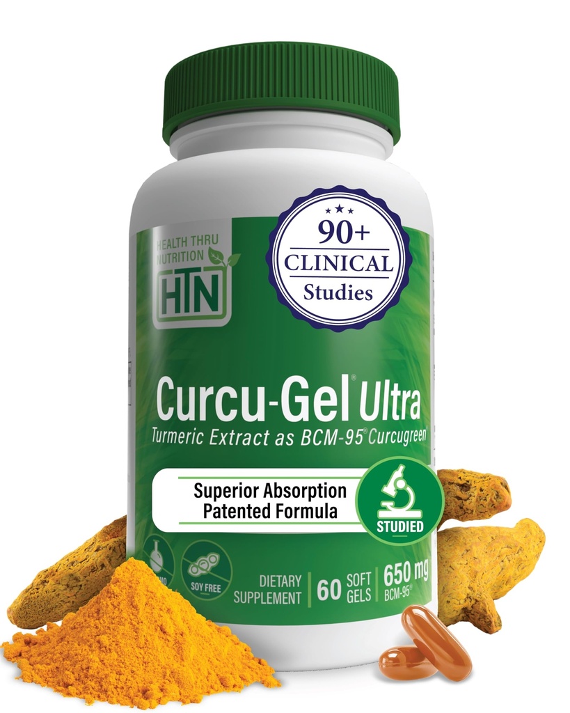 Gesundheit Thru Ernährung Curcu-Gel 650mg BCM-95® Curcugreen Kurkuma Curcumin| Hohe Absorption | Gesunde Entzündung Antwort | Klinisch untersucht | 3. Partei getestet | Non-GMO (Pack von 60)