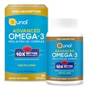 Qunol Advanced Omega 3 Krill and Fish Oil Complex, 10x Meilleure biodisponibilité, une dose de pilule, 250mg EPA & DHA, soutient la santé cérébrale, oculaire, cardiaque et articulaire, 90 Compte (paquet de 1)