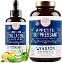 WINDSOR BOTANICALs Appetit Suppressant und flüssige Collagen Marine Diät und Beauty Bundle
