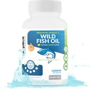 Wild Fish Oil Omega 3 - EPA/DHA - Burpless, Lemon Flavored Non-GMO, Gluten & Soy Free – 1200mg pro Servierung, 60 Servietten, 60 Kapseln