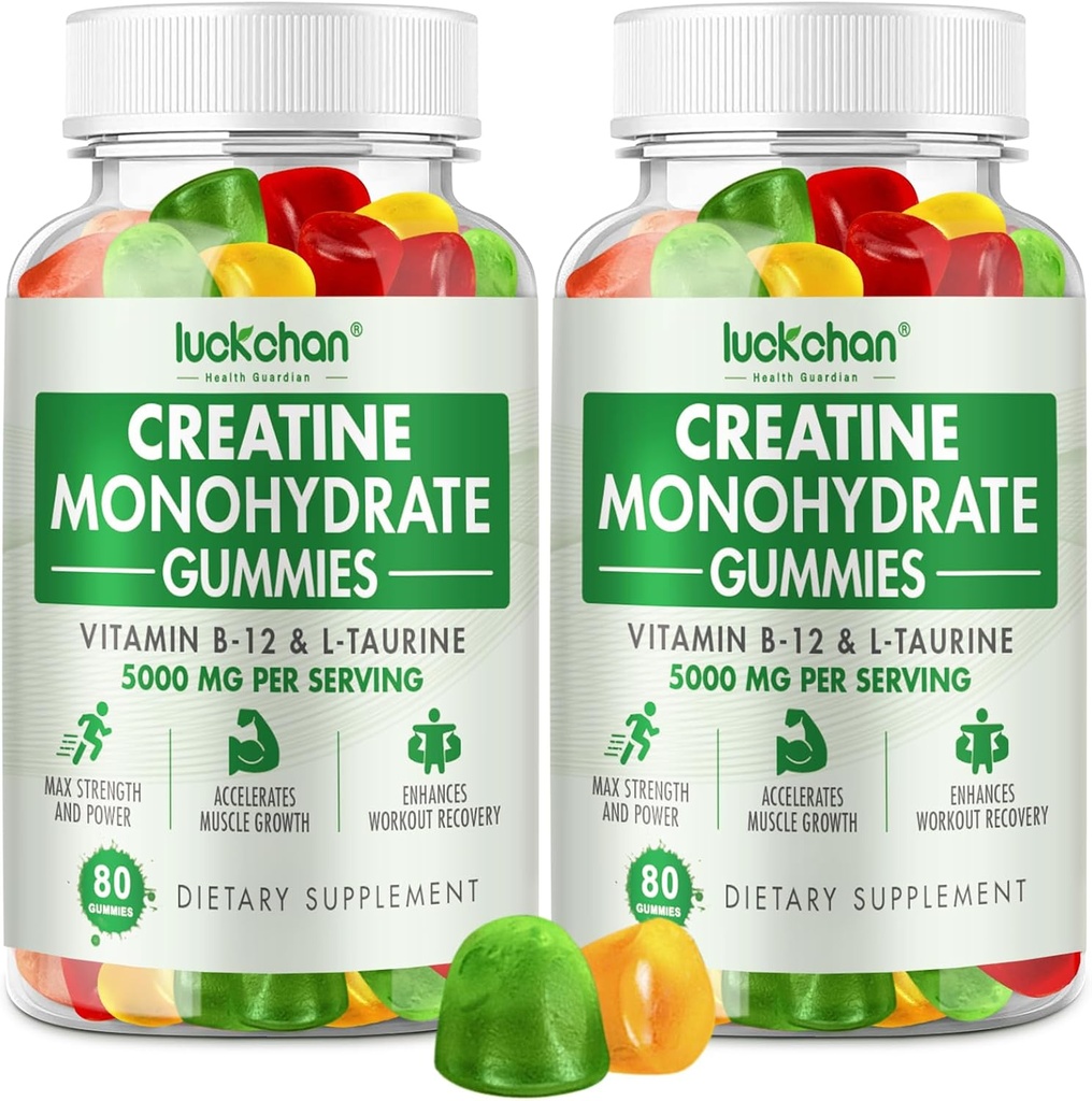 Creatine Monohydrate Gummie 5000mg für Männer & Frauen - Kreatin für Frauen - Chewables Creatine Monohydrat für Muskelkraft, Muskelaufbau, Energieschub, 160 Count PreWorkout Supplement