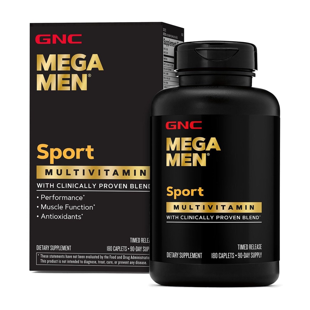 Mega Men Sport Multivitamin Caplets, Athletic Performance Nutrition, Muskelfunktion, Klinisch bewährt, um besser zu fühlen, Antioxidantien, B Vitamine, Energieproduktion, Timed Release, 180 ct