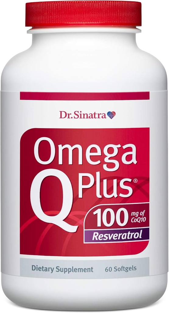 Dr. Sinatra Omega Q Plus 100 Resveratrol – Omega-3 Supplement unterstützt Herzgesundheit und liefert Antioxidante Leistung mit 100 mg CoQ10 und Resveratrol (60 Softgel)