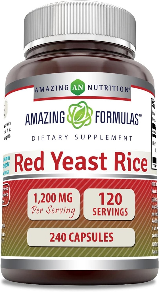 Erstaunliche Formeln Red Yeast Rice 1200mg Pro Servieren 240 Kapseln Ergänzung | Non-GMO | Gluten Free | Made in USA