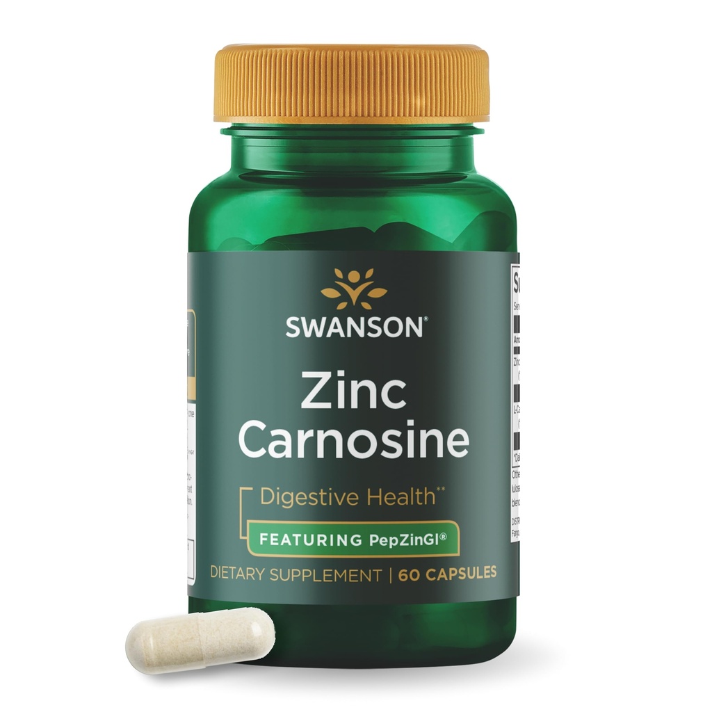 Swanson Ultra Zinc Carnosine (PepZinGI) - 60 Kapseln - Natürliche Ergänzung für Magen-Gesundheit, Verdauungsunterstützung und Magen-Mikrobielle Balance