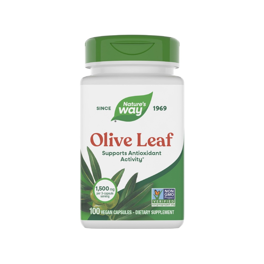 Nature's Way Olive Leaf - 1.500 mg pro 3-Kapsule Servieren - Unterstützt Antioxidante Aktivität* - Olive Leaf Kräuterkapseln - Non-GMO-Projekt Verifiziert - Glutenfrei - 100 Vegan Kapseln