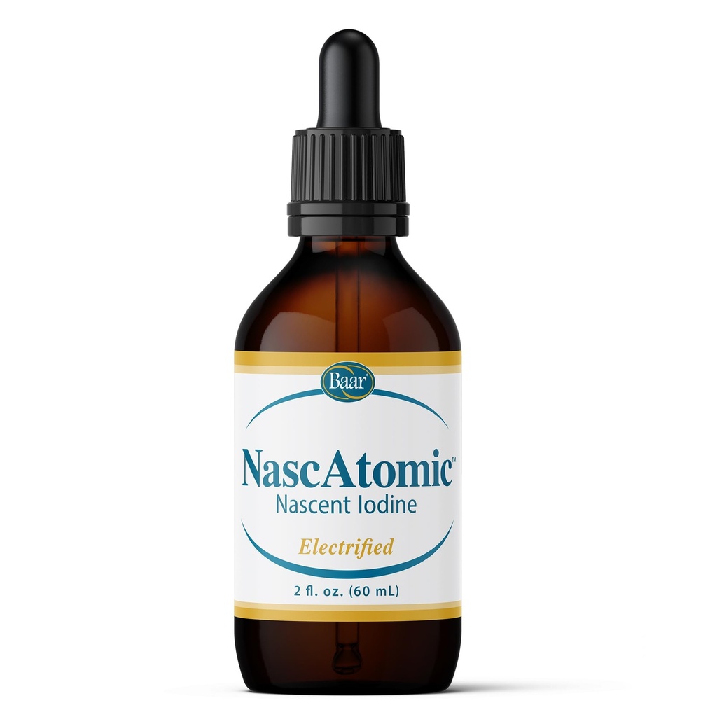 BAAR NascAtomic Electrified Nascent Iodine Liquid Drops, Potent 2% Formel für Energie, Vitalität, Metabolismus Boost, Detox, Immununterstützung, Mental Clarity & Thyroid Health, 2 fl oz (Pack von 1)