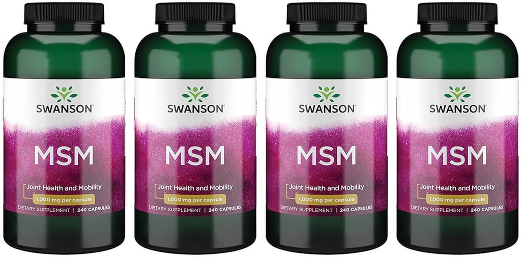Swanson MSM - Essential Minerals Förderung der Mobilität & Joint Health Support - Hilft, Connective Tissue Health einschließlich Knorpel, Collagen, & Hair - (240 Kapseln, je 1000mg) 4 Pack