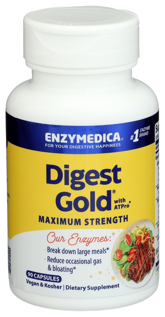 Enzymedica Digest Gold + ATPro, maximale Stärke Verdauungsenzyme, hilft Digest große Mahlzeiten für Instant Bloating Relief, 90 Count