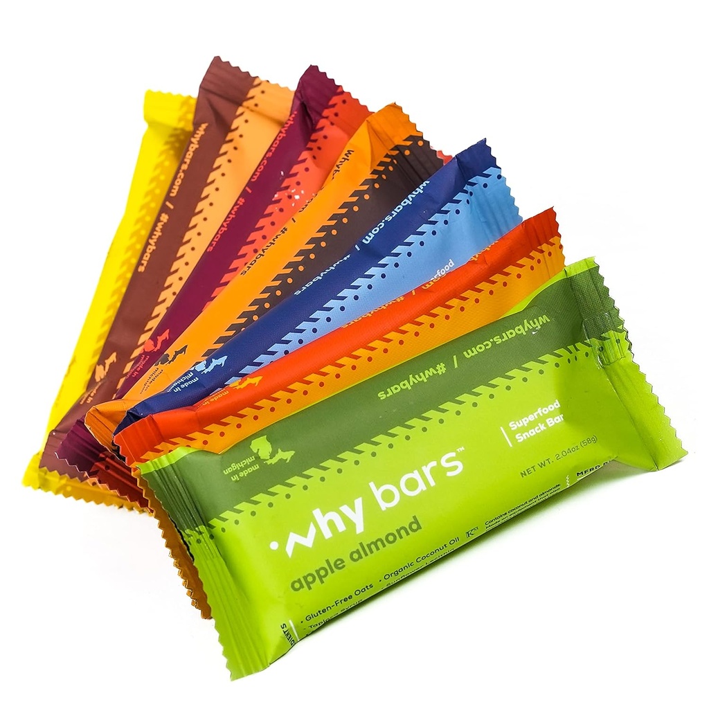 Warum Bars, Protein Bars, Variety Pack, 2.04 Unze Bars (Pack mit 7 Protein Bars) - Protein Bar Superfood, Gluten Free, Non GMO, Organic, Vegan, Simple Ingredients