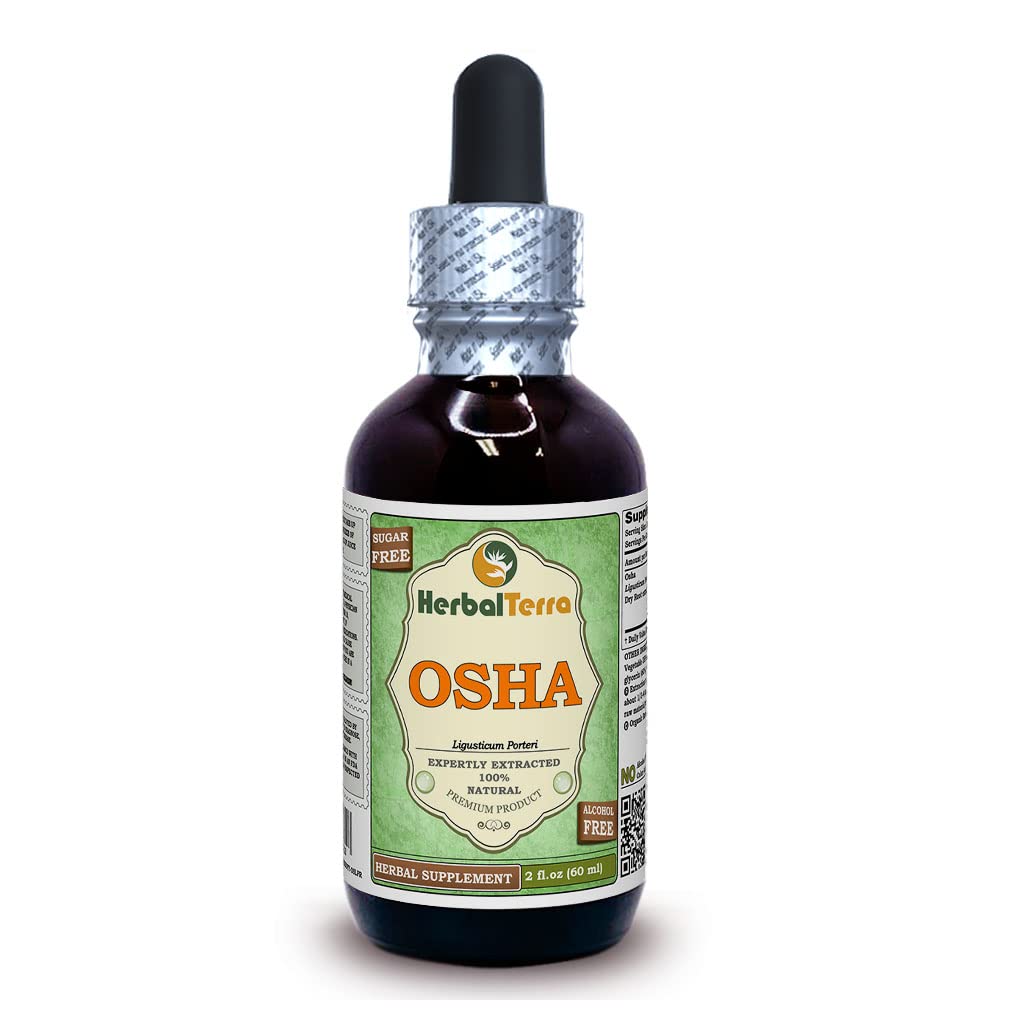 Herbal Terra LLC OSHA (Ligusticum Porteri) Glycerite, Dried Roots Alcohol-Free Liquid Extract 2 oz