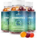 BeLive Synbiotics - Probiotic & Prebiotic Fiber Gummis – High Strength Inulin (3g), Nahrungsfaserergänzung, Verdauungsunterstützung für Kinder & Erwachsene - Erdbeere, Zitronen, Blaubeeren Geschmack | 3-Pack