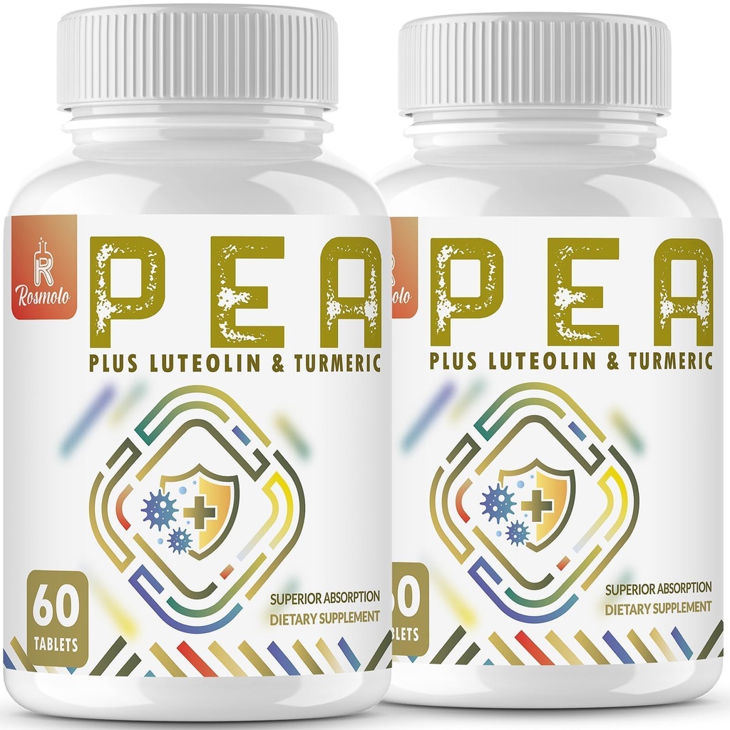 1500 MG Palmitoylethanolamid mit Luteolin 98% & Turmeric, Hohe Absorption, Micronized Pea Supplement for Discomfort Management- USA Made - 120 Tabletten