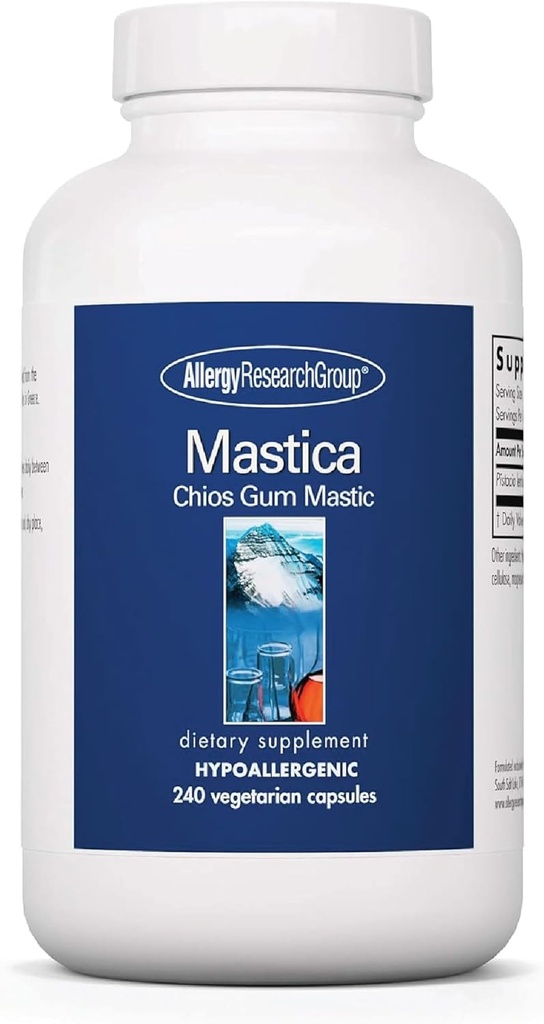 Allergy Research Group Mastica - Mastic Gum Capsules, Digestive Health Supplement für Erwachsene, Mastic Resin Powder Capsules for Gut Health Support - 240 Count