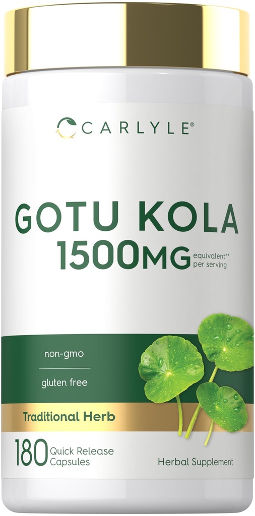 Carlyle Gotu Kola Capsules 1500mg. 180 Count.