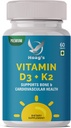 Vitamin K2 (MK7) mit D3 Supplement Knochen und Herzgesundheit Non-GMO-Formel 5000 IU Vitamin D3 & 100 mcg Vitamin K2 MK-7 leicht zu schlucken Vitamin D & K-Komplex, 60 Tabletten