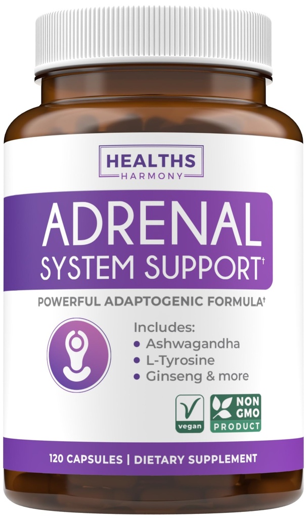 Adrenal Support & Cortisol Manager (Non-GMO) Leistungsstarke Adrenal Health mit L-Tyrosine & Ashwagandha - Aufrechterhaltung Balanced Cortisol Levels & Stress Relief - Fatigue Supplement - 120 Kapseln