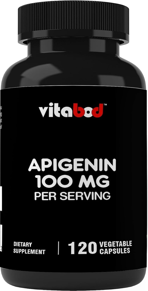 Apigenin 100mg par portion - 120 capsules végétales - Extrait cru de plante de la fleur de chamomille - Non Habit Forming – Bioflavonoïdes actifs et antioxydants