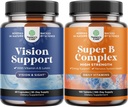 Bundle der vollständigen Eye Health Supplement für Erwachsene für Vision Dry Eyes Druck und blauen Lichtschutz und Vitamin B Complex Adult Multivitamin für Immununterstützung Mood Boost und Memory Supplement